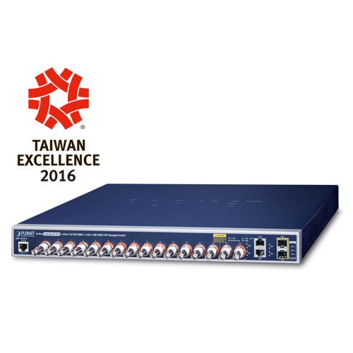 PLANET LRP-1622CS - 16-port Coax + 2-port 10/100/1000T + 2-port 100/1000X SFP Long Reach PoE over Coaxial Managed Switch